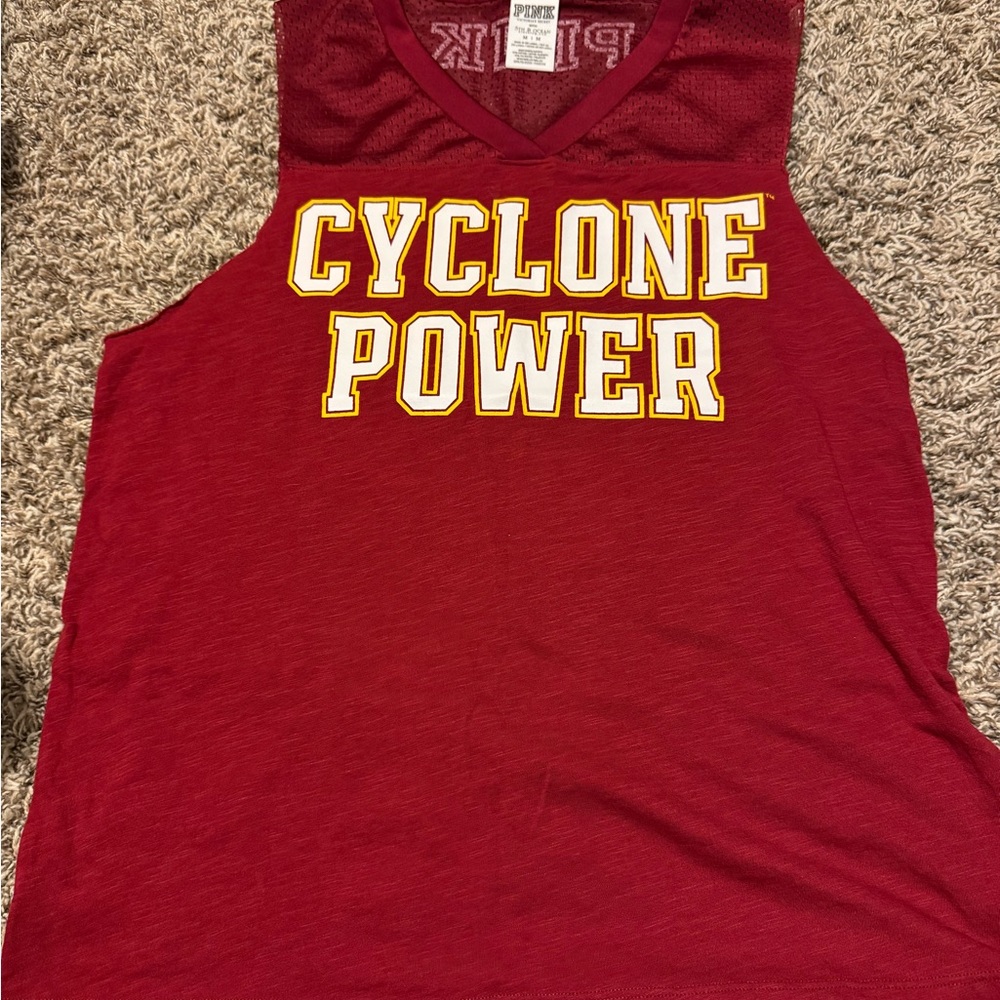 PINK Victoria's Secret Iowa State Cyclones Red Mesh Tank Top